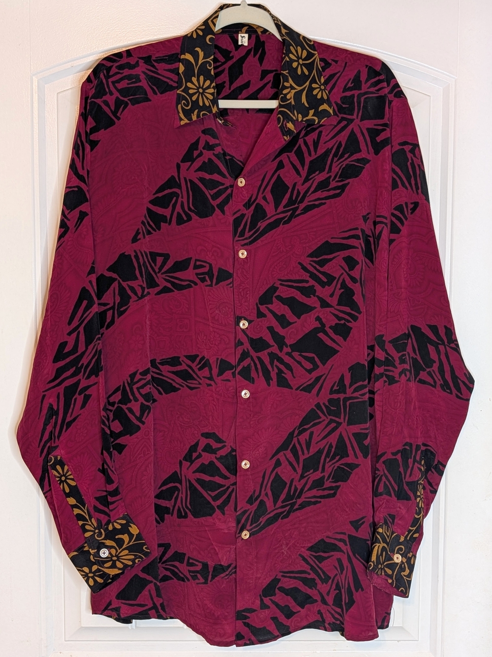 Sun Child Boyfriend Shirt Long Sleeve Silk Button Down